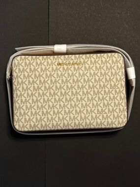 MK LG EW Crossbody Bag with Printed Logo, Vanilla. NEW with Tags.
